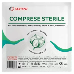 Saneo Comprese sterile pliate 8 cm x 10 cm 8 pliuri 6 bucati
