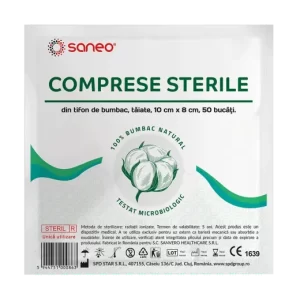 Saneo Comprese sterile pliate 8 cm x 10 cm 50 bucati
