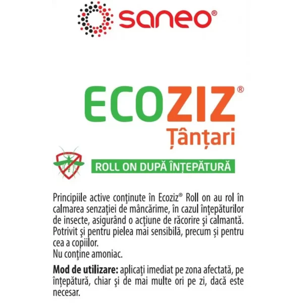 Saneo Ecoziz Roll On dupa intepatura de tantari x 20ml - Image 2