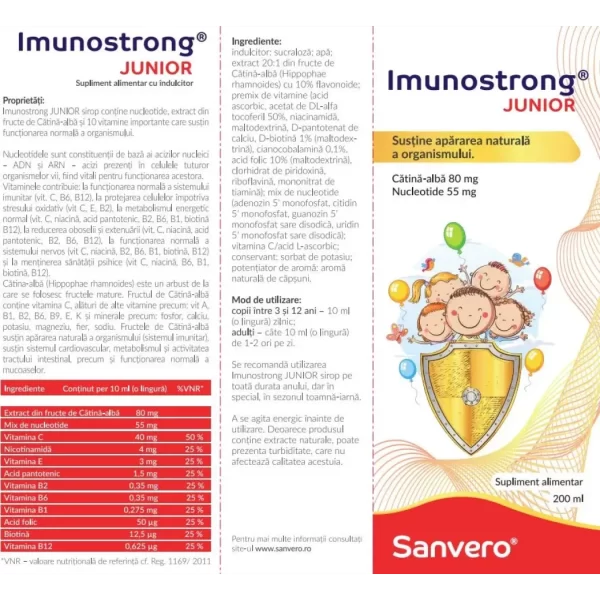 Sanvero Imunostrong Junior sirop x 200 ml - Image 2
