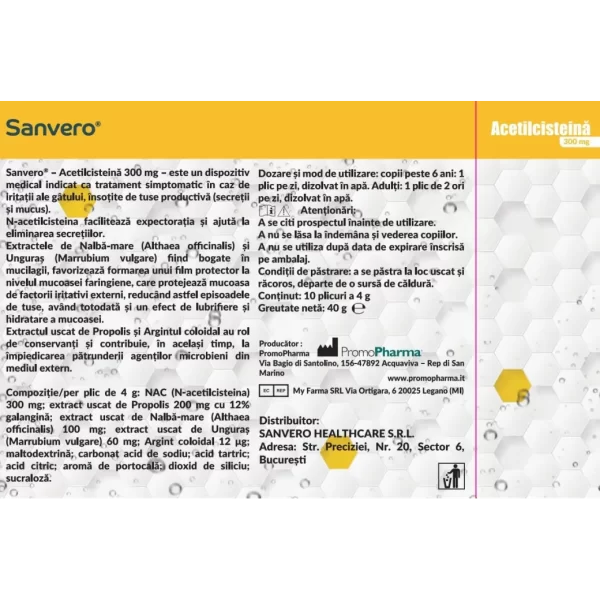Sanvero Acetilcisteina 300 mg plicuri efervescente x 10 - Image 2