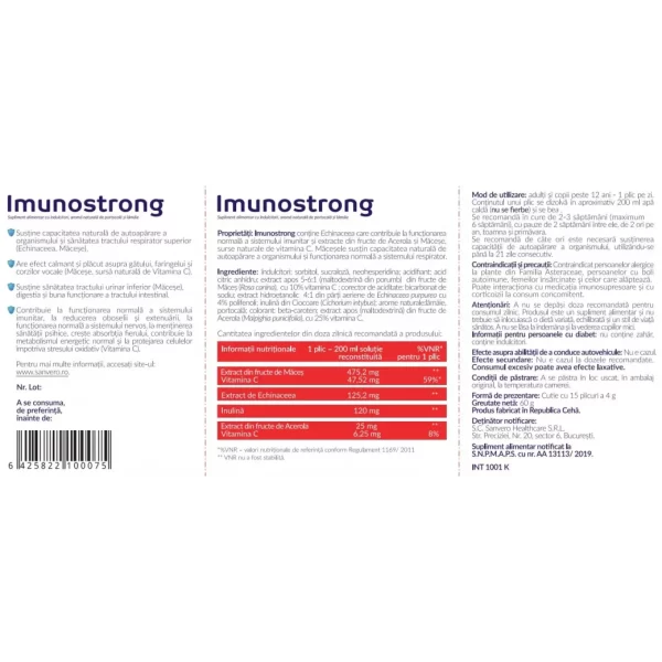 Sanvero Imunostrong pulbere pentru solutie orala x 15 plicuri buvabile - Image 2