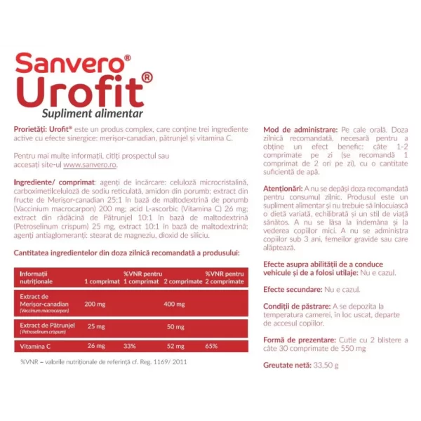 Sanvero Urofit 60 comprimate - Image 2