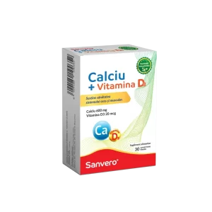 Sanvero Calciu + Vitamina D3 30 comprimate filmate