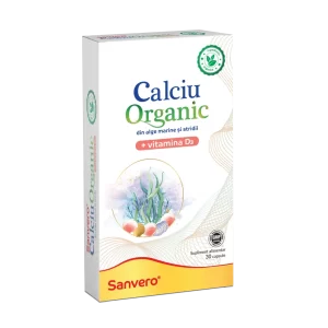 Sanvero Calciu Organic din alge si stridii + vitamina D3 30 capsule