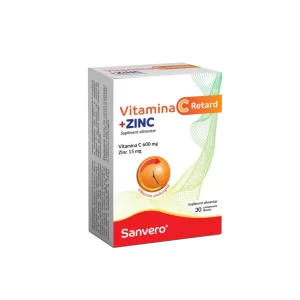 Sanvero Vitamina C Retard + Zinc 30 comprimate filmate
