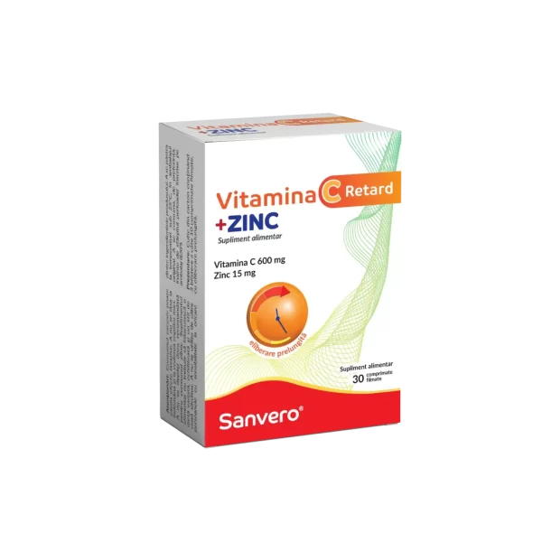 Sanvero Vitamina C Retard + Zinc 30 comprimate filmate