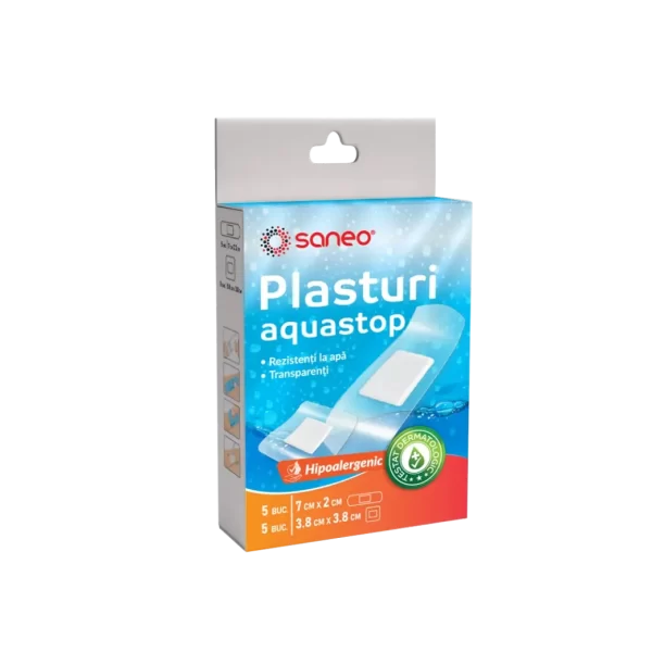 Saneo Plasturi aquastop 7cm/2cm+3.8cm/3.8cm x 10buc