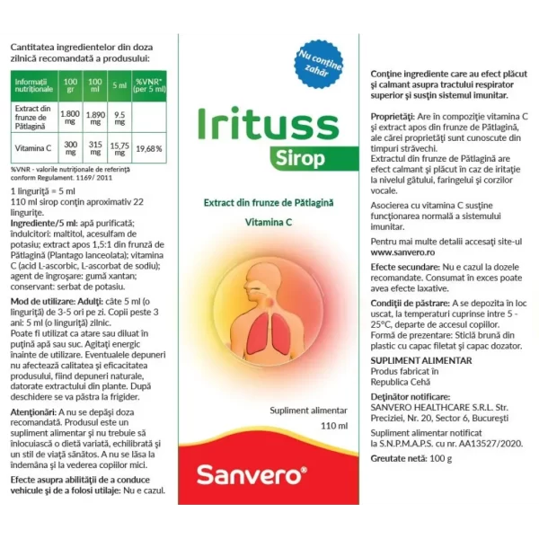 Sanvero Irituss sirop x 110 ml - Image 2
