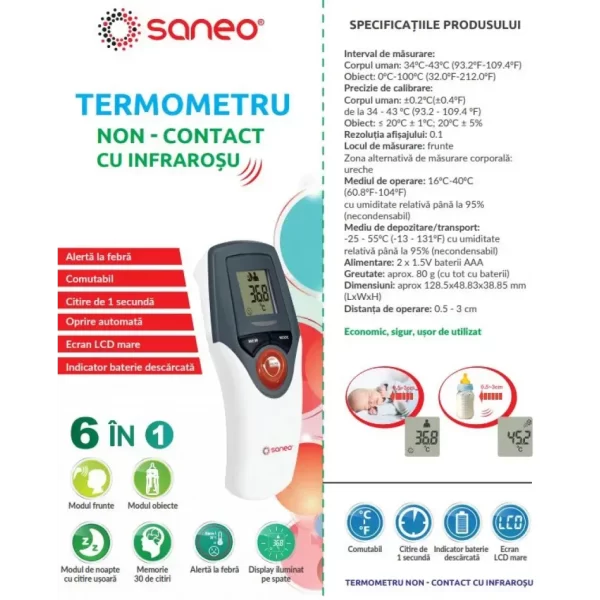Saneo Termometru Non contact cu infrarosu Avita Corp - Image 2